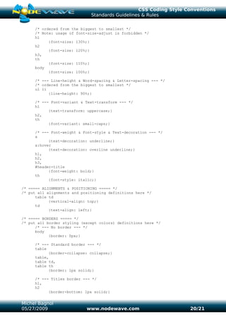 Css coding-style-conventions--standards-guidelines-rules-v1.3 | PDF