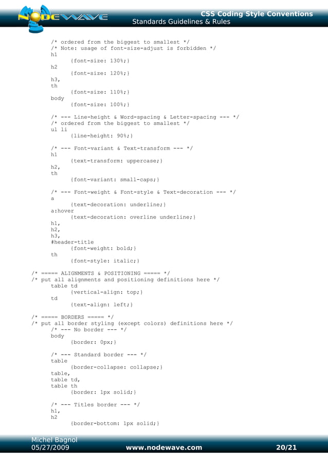 Css coding-style-conventions--standards-guidelines-rules-v1.3 | PDF