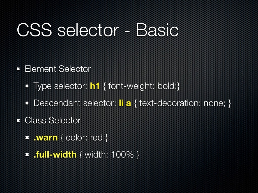 CSS selector - BasicElement Selector
