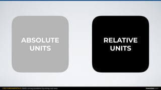 CSS FUNDAMENTALS: Build a strong foundation by solving real cases inarocket.com
ABSOLUTE  
UNITS
RELATIVE  
UNITS
 
