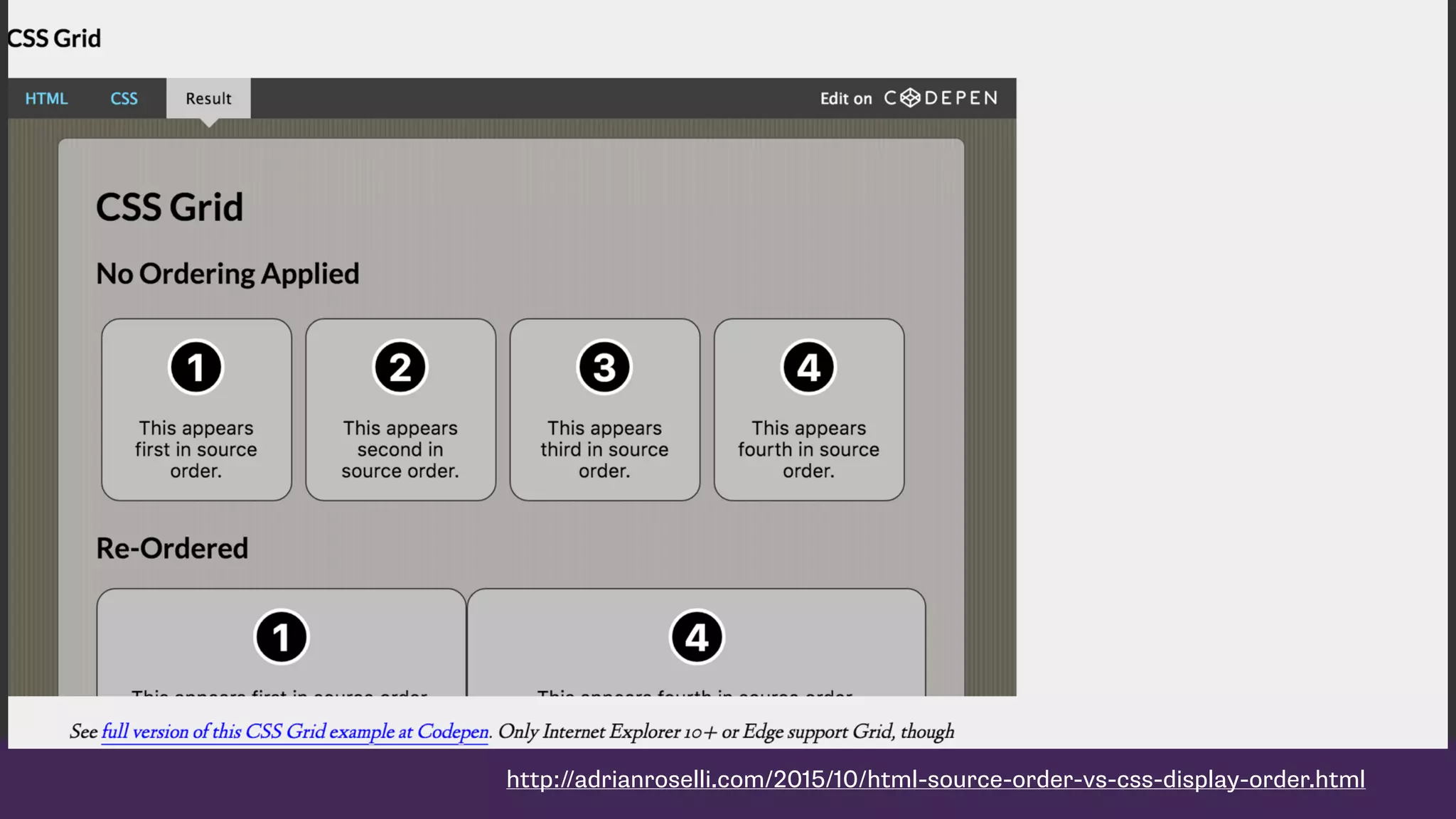 http://adrianroselli.com/2015/10/html-source-order-vs-css-display-order.html
 