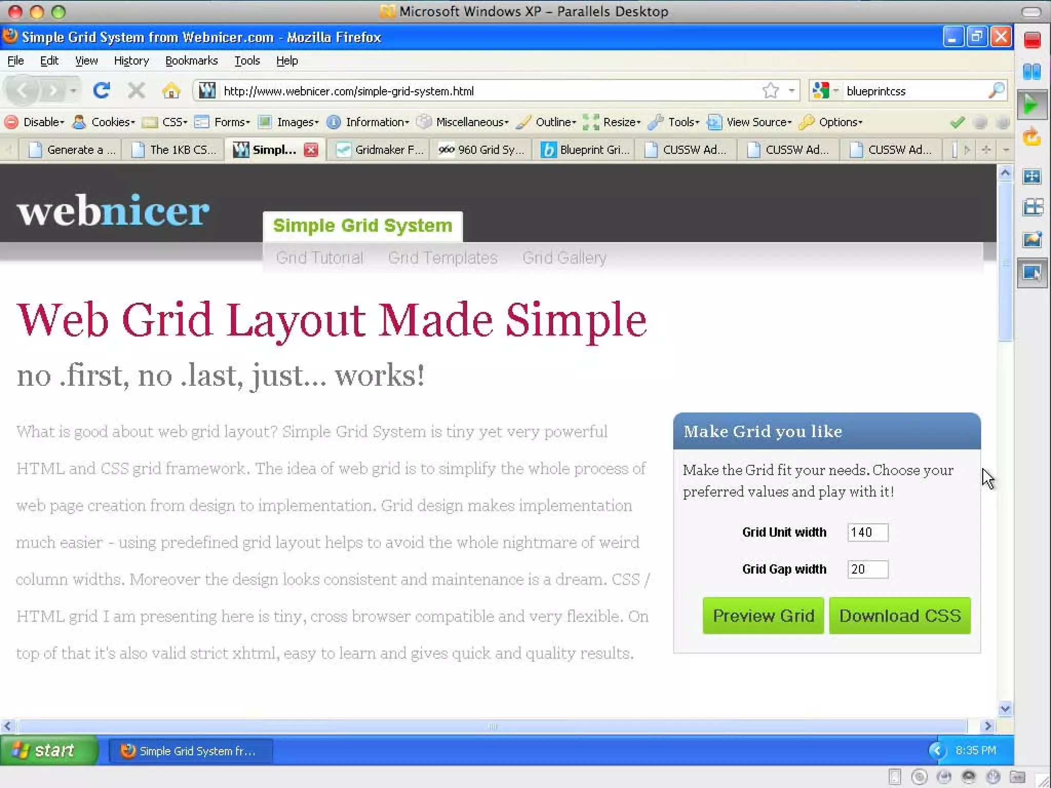 CSS Grid Layout w/ Blueprint CSS