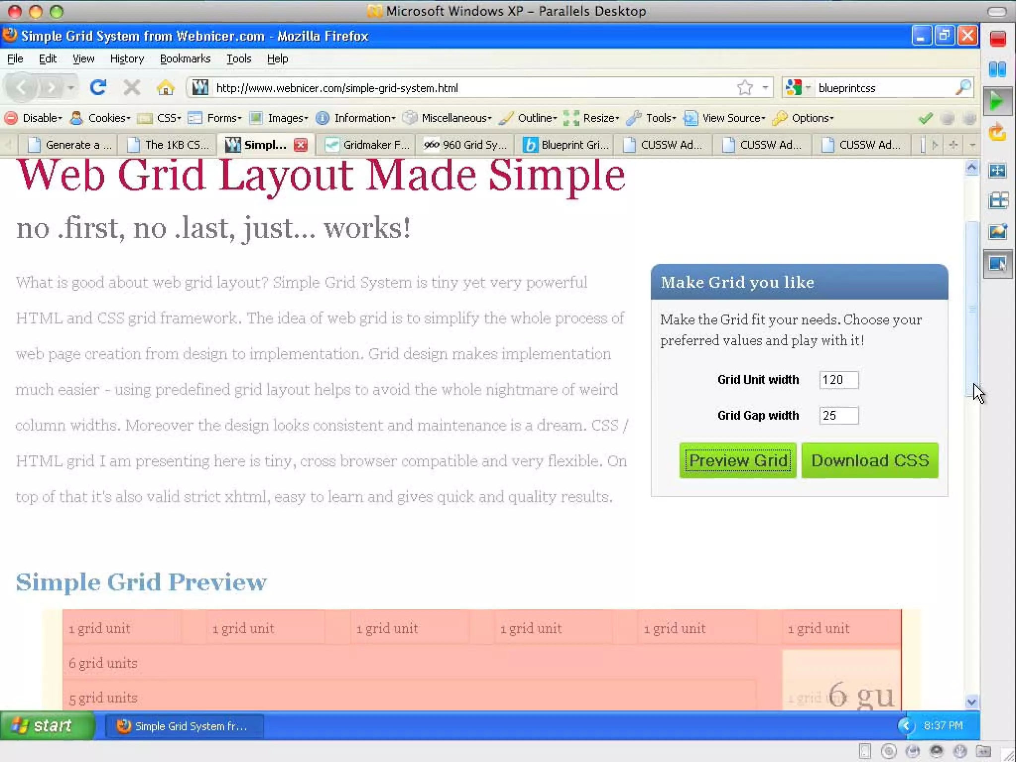 CSS Grid Layout w/ Blueprint CSS