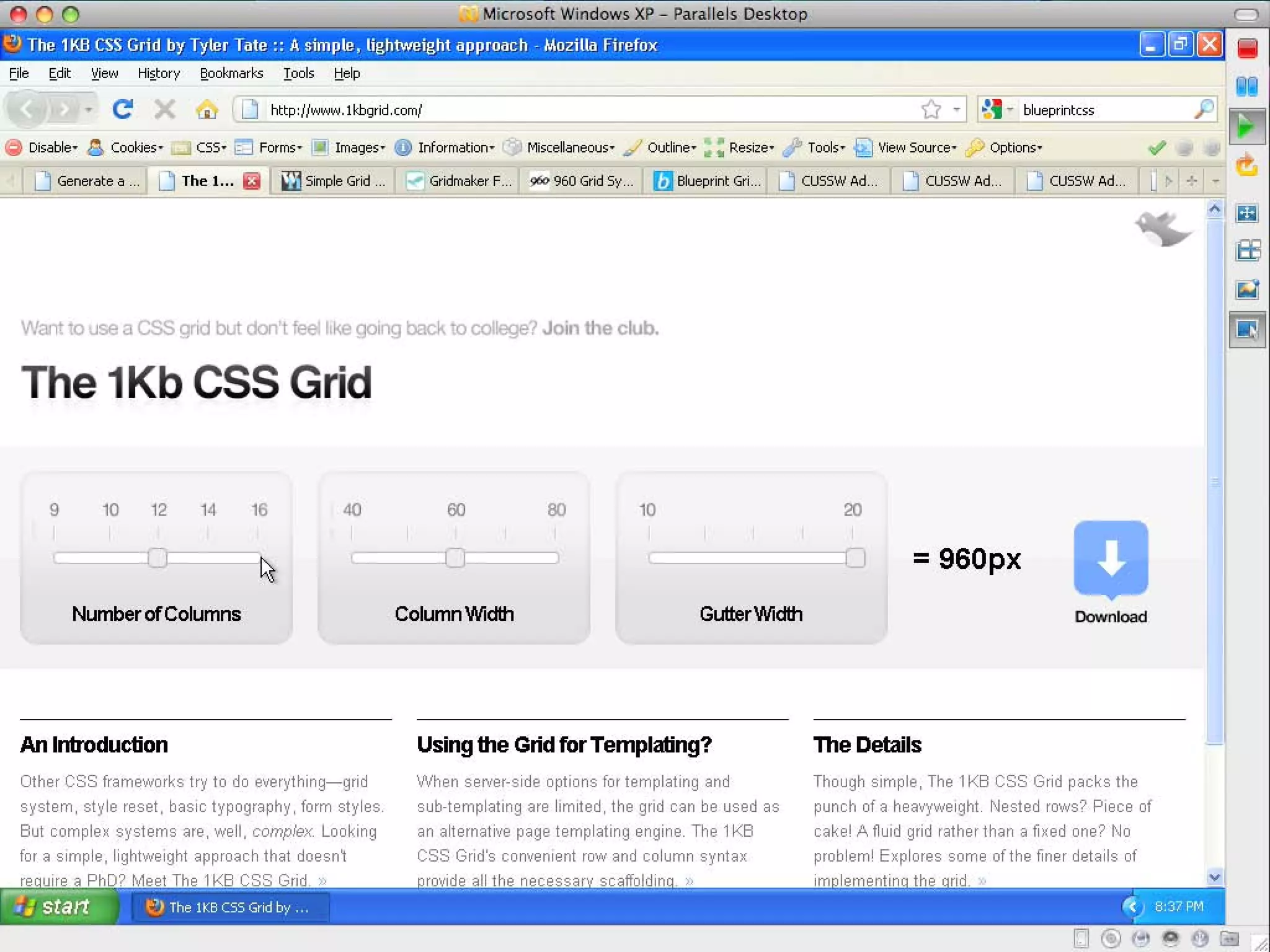 CSS Grid Layout w/ Blueprint CSS