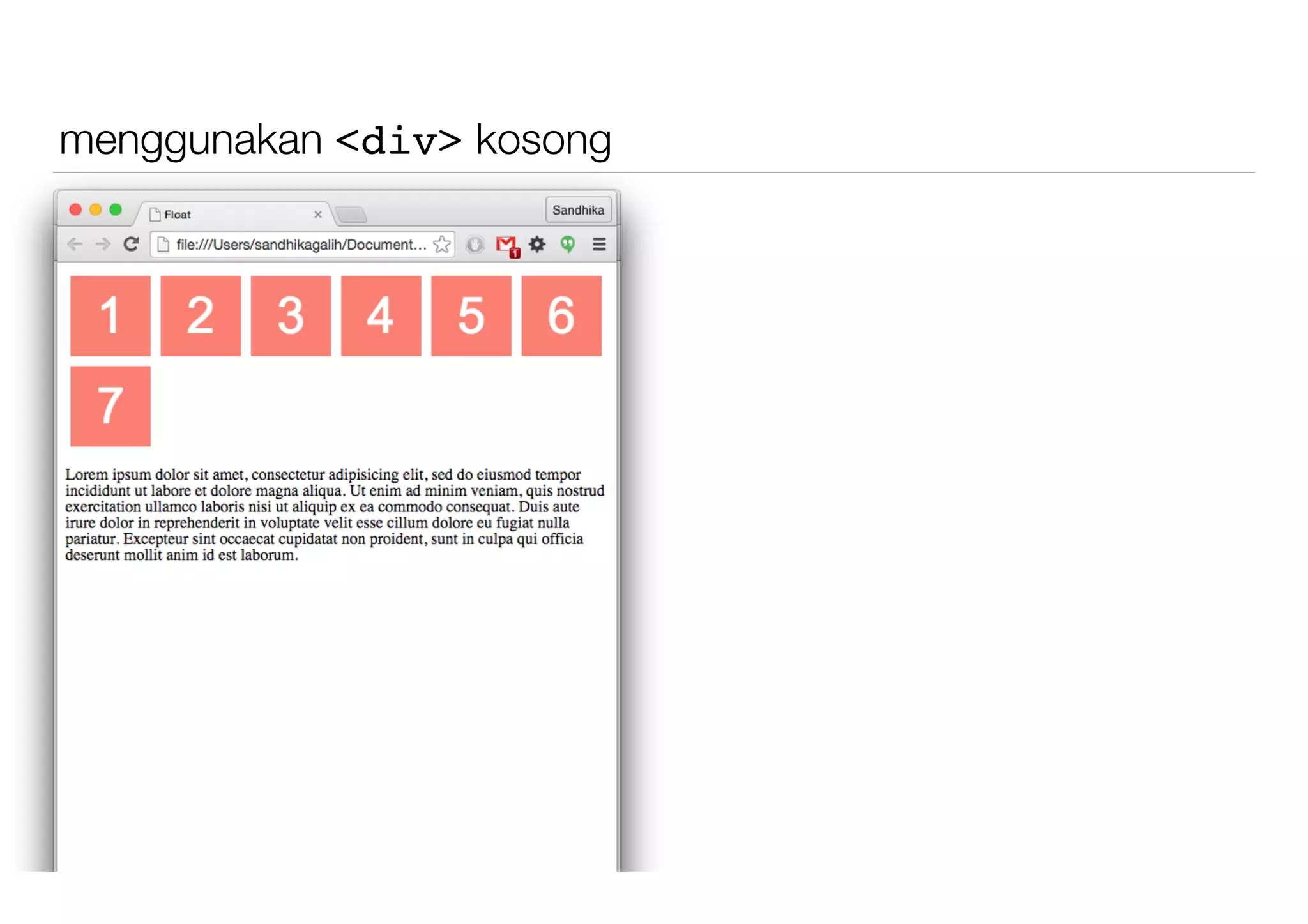 menggunakan <div> kosong
 