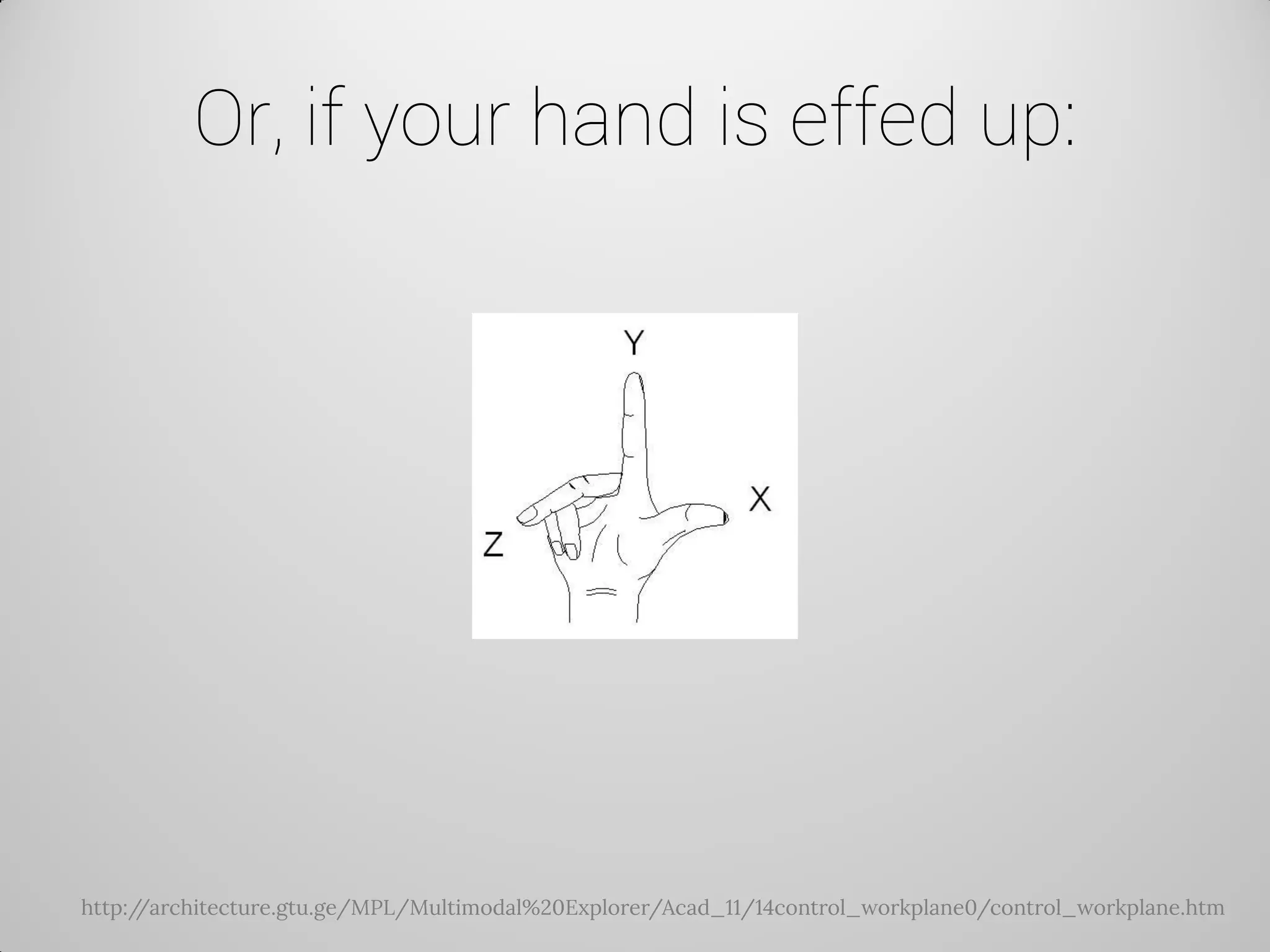 Or, if your hand is effed up: 
http://architecture.gtu.ge/MPL/Multimodal%20Explorer/Acad_11/14control_workplane0/control_workplane.htm  