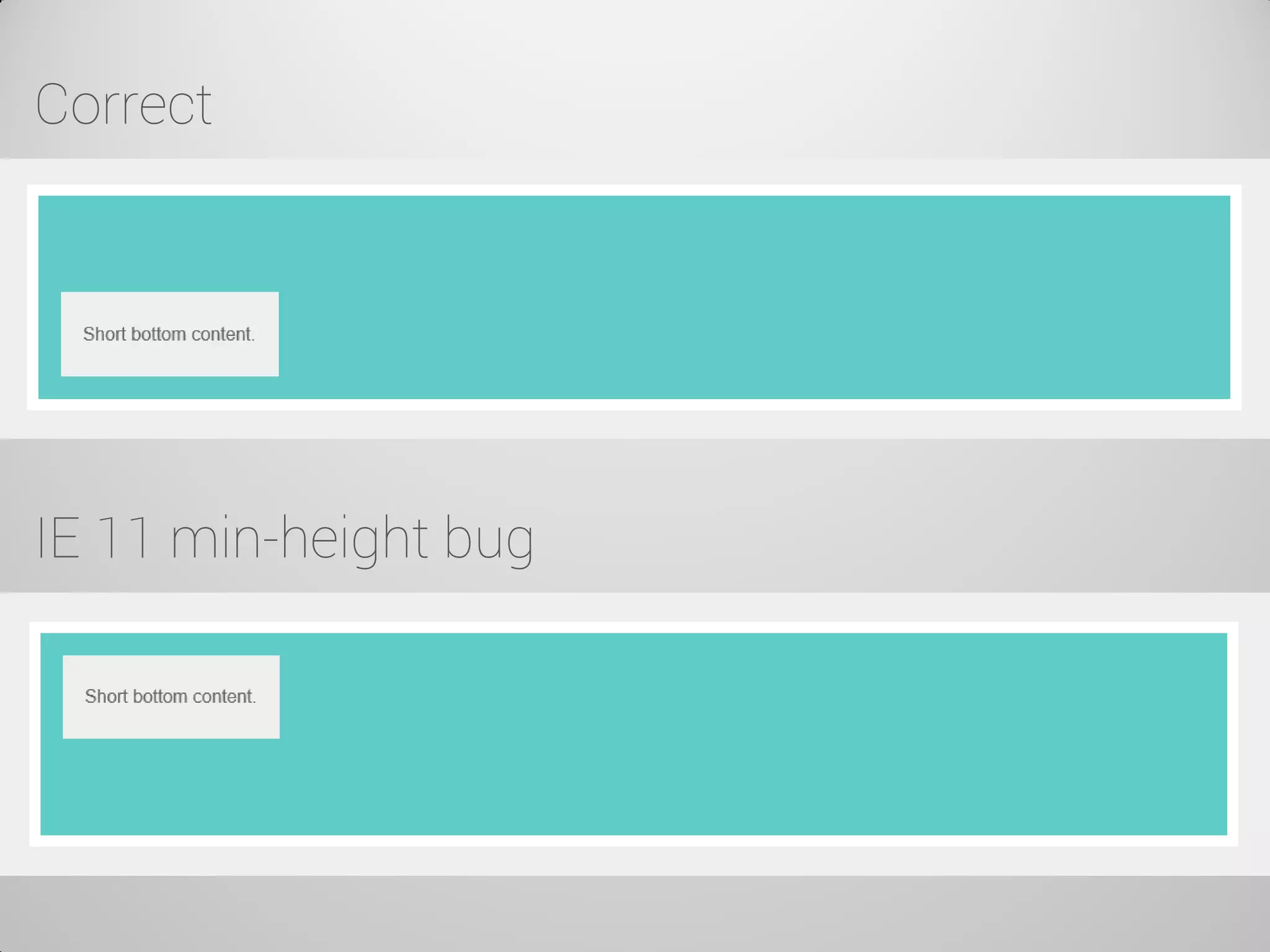 Correct 
IE 11 min-height bug  