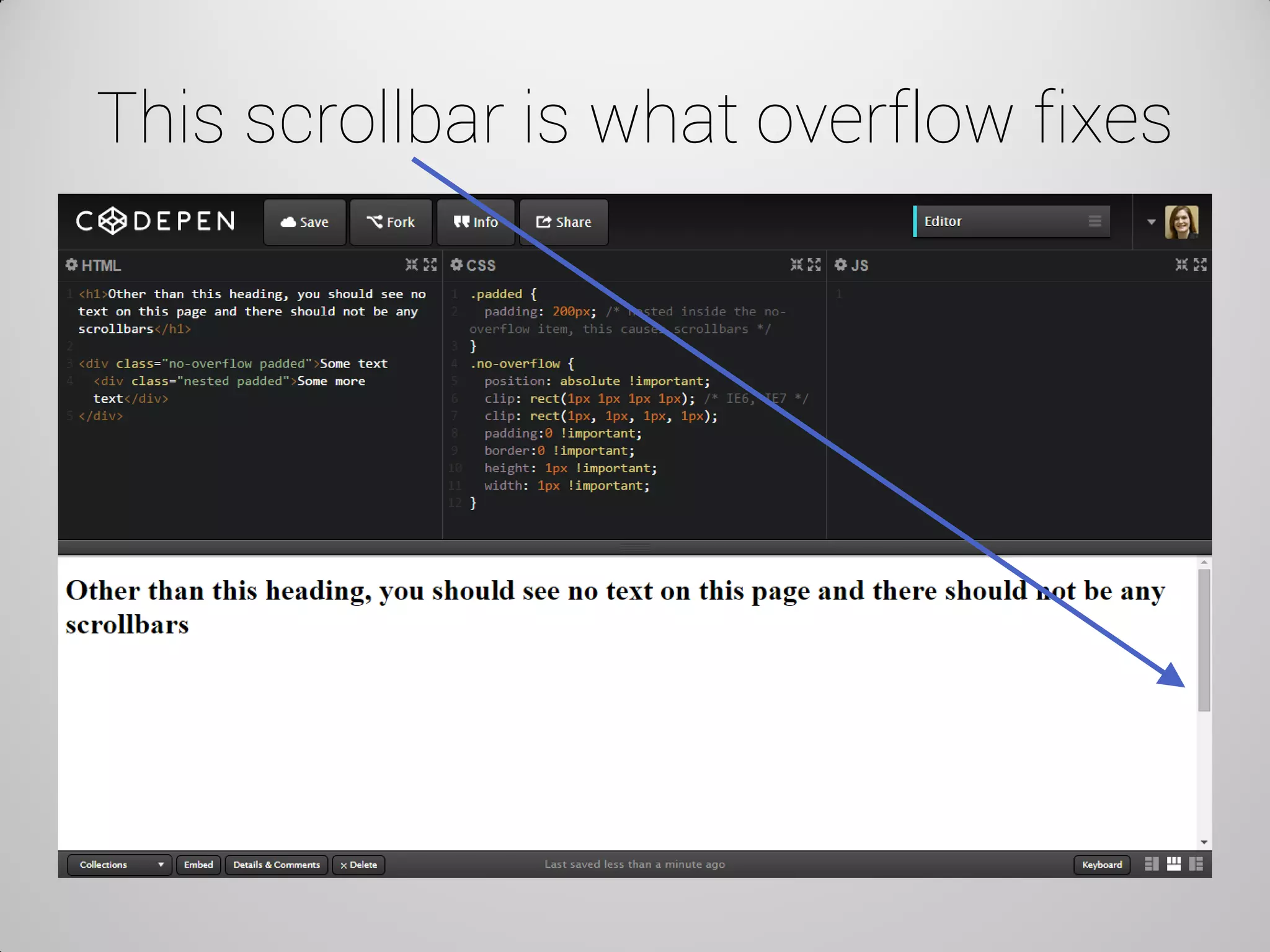 This scrollbar is what overflow fixes  