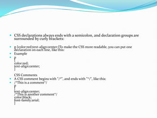 CSCADING style sheet. Internal external inline | PPT
