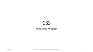 CSS
Muhammad Ali Baloch
6/16/2013 Hidaya Institute Of Science And Technology Jamshoro 1
 