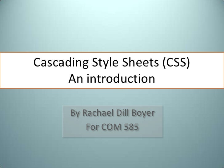 Cascading Style Sheets (CSS) - An introduction