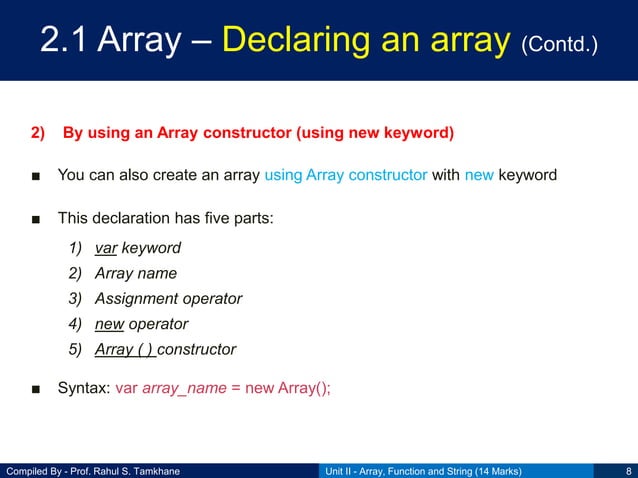 CSS Unit II - Array, Function and String | PPT