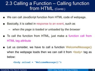 CSS Unit II - Array, Function and String | PPT