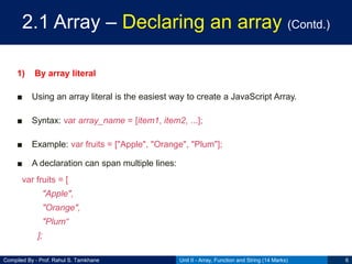 CSS Unit II - Array, Function and String | PPT