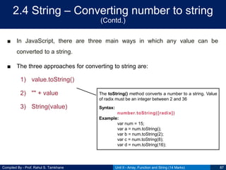 CSS Unit II - Array, Function and String | PPT