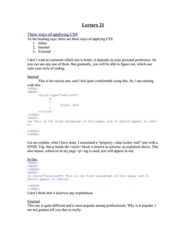 Css 1 | DOC | Web Design and HTML | Internet