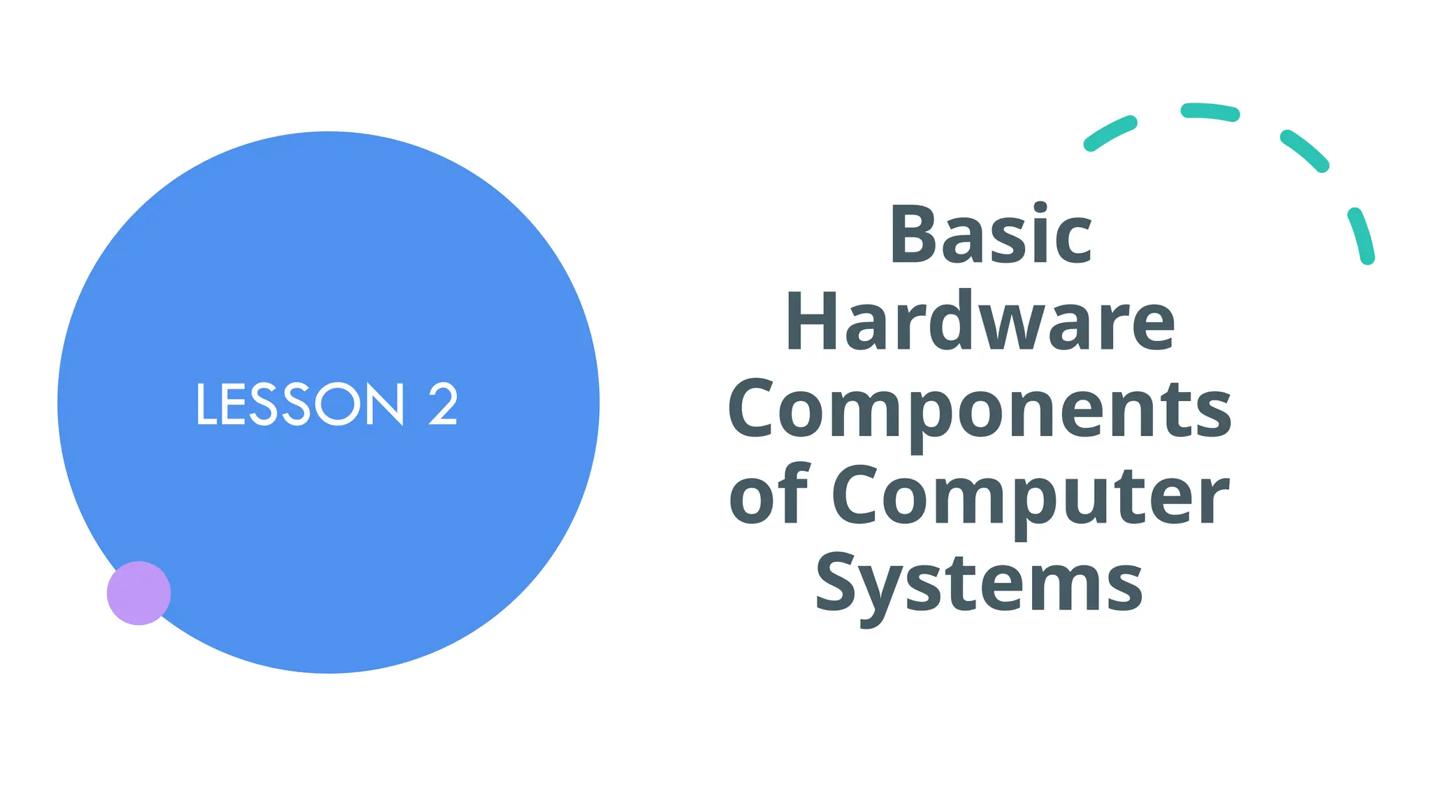 LESSON 2
Basic
Hardware
Components
of Computer
Systems
 