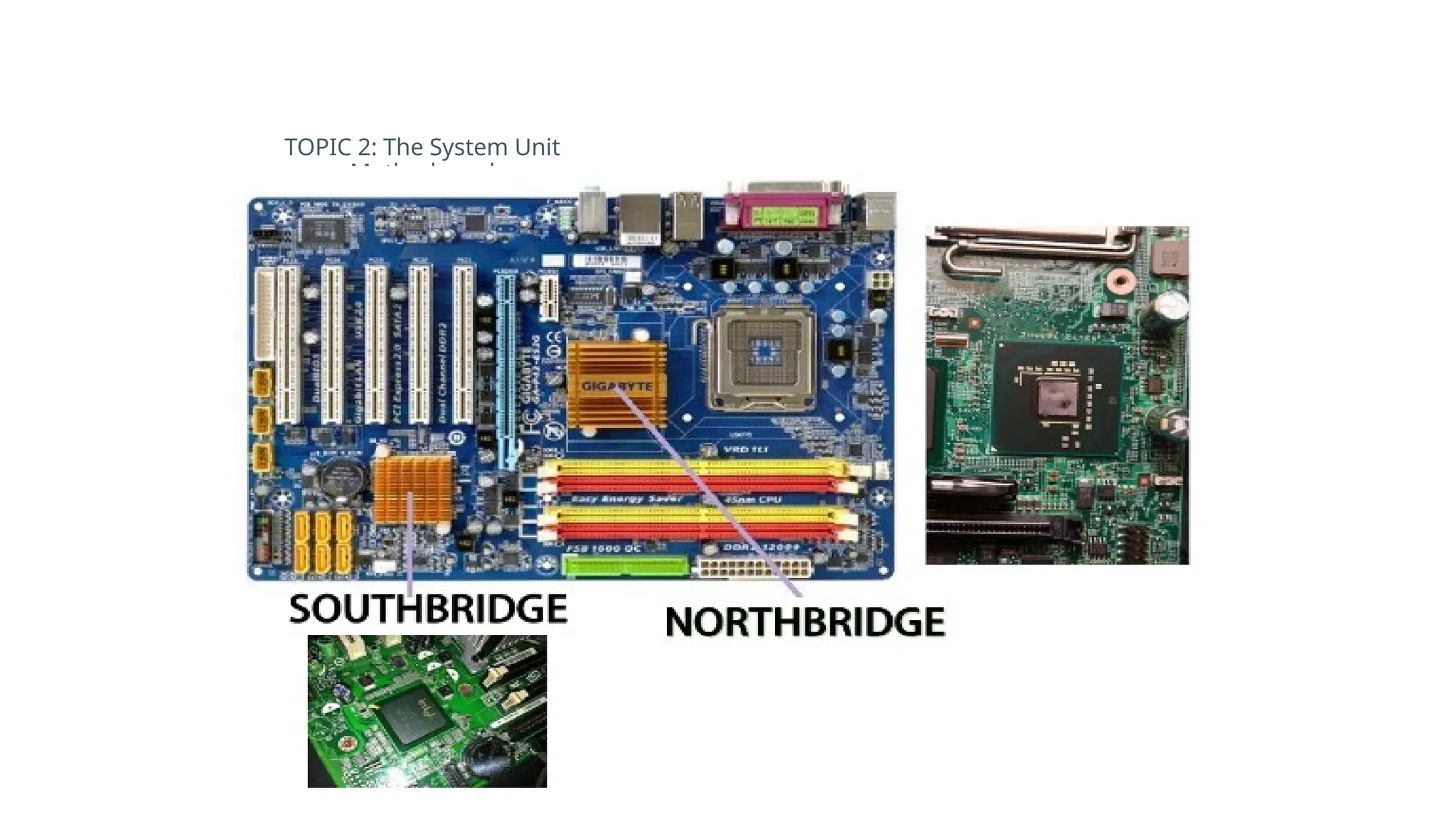 TOPIC 2: The System Unit
Motherboard
 