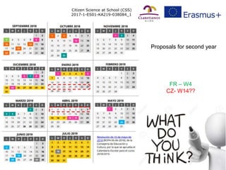 Citizen Science at School (CSS)
2017-1-ES01-KA219-038084_1
FR – W4
CZ- W14??
Proposals for second year
 
