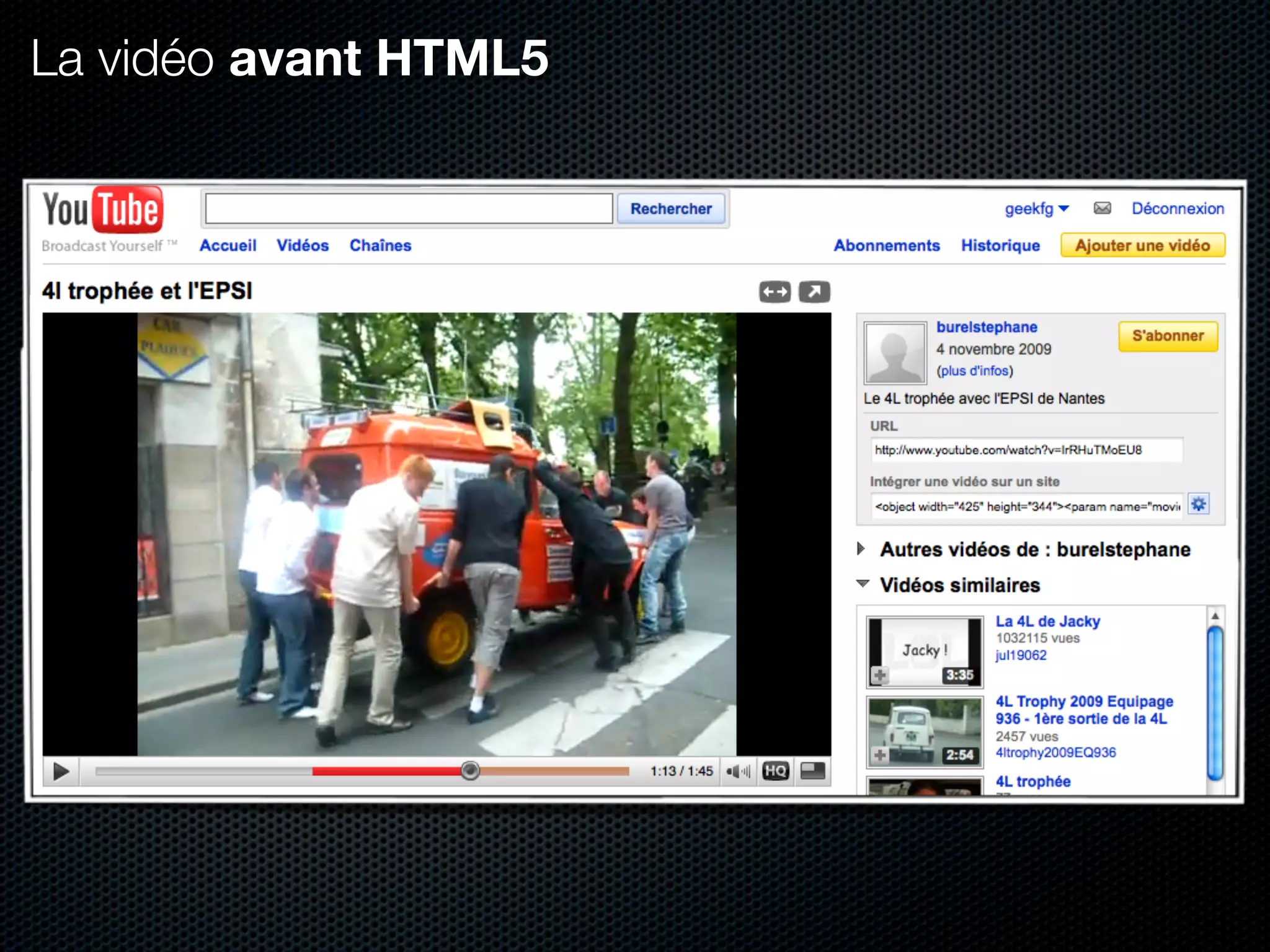 La vidéo avant HTML5
 