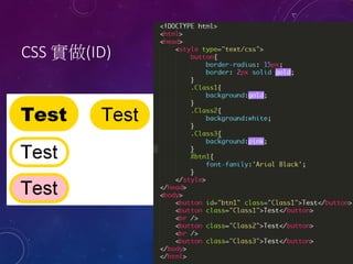 CSS (ID)

Eric Ping at http://sudo.tw

 