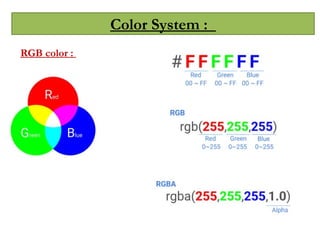 Color System :
RGB color :
 