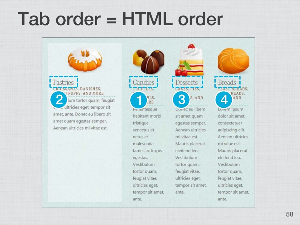 Tab order = HTML order