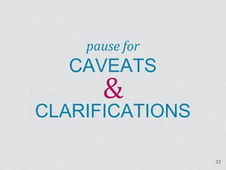 &
    pause for
   CAVEATS

CLARIFICATIONS

                 33
 