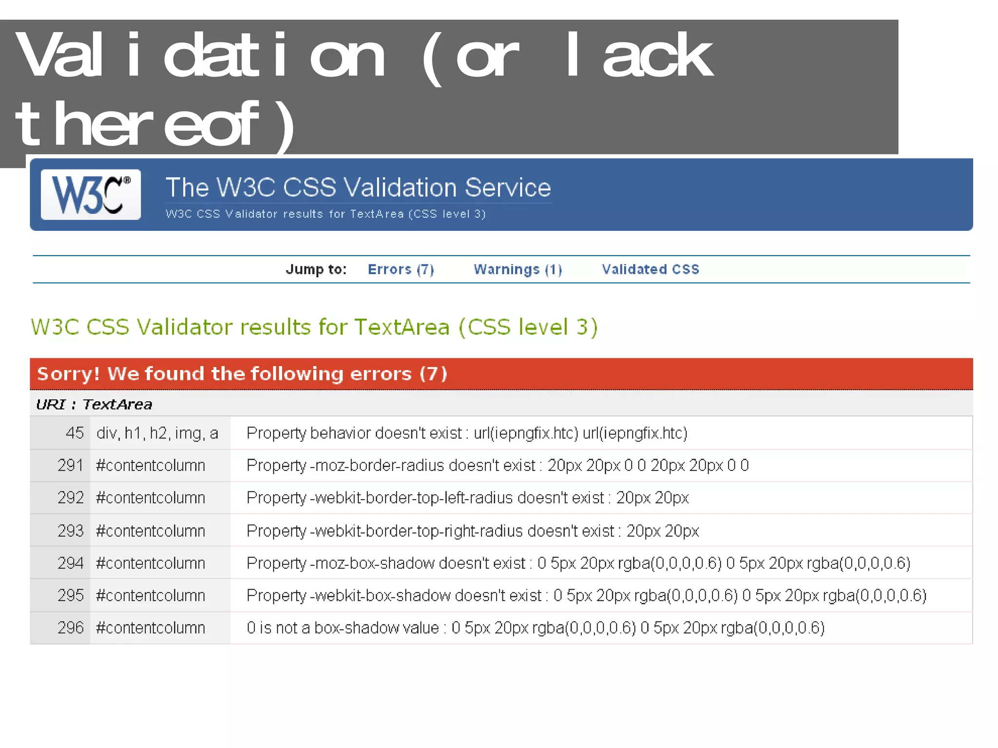 Validation (or lack thereof) 