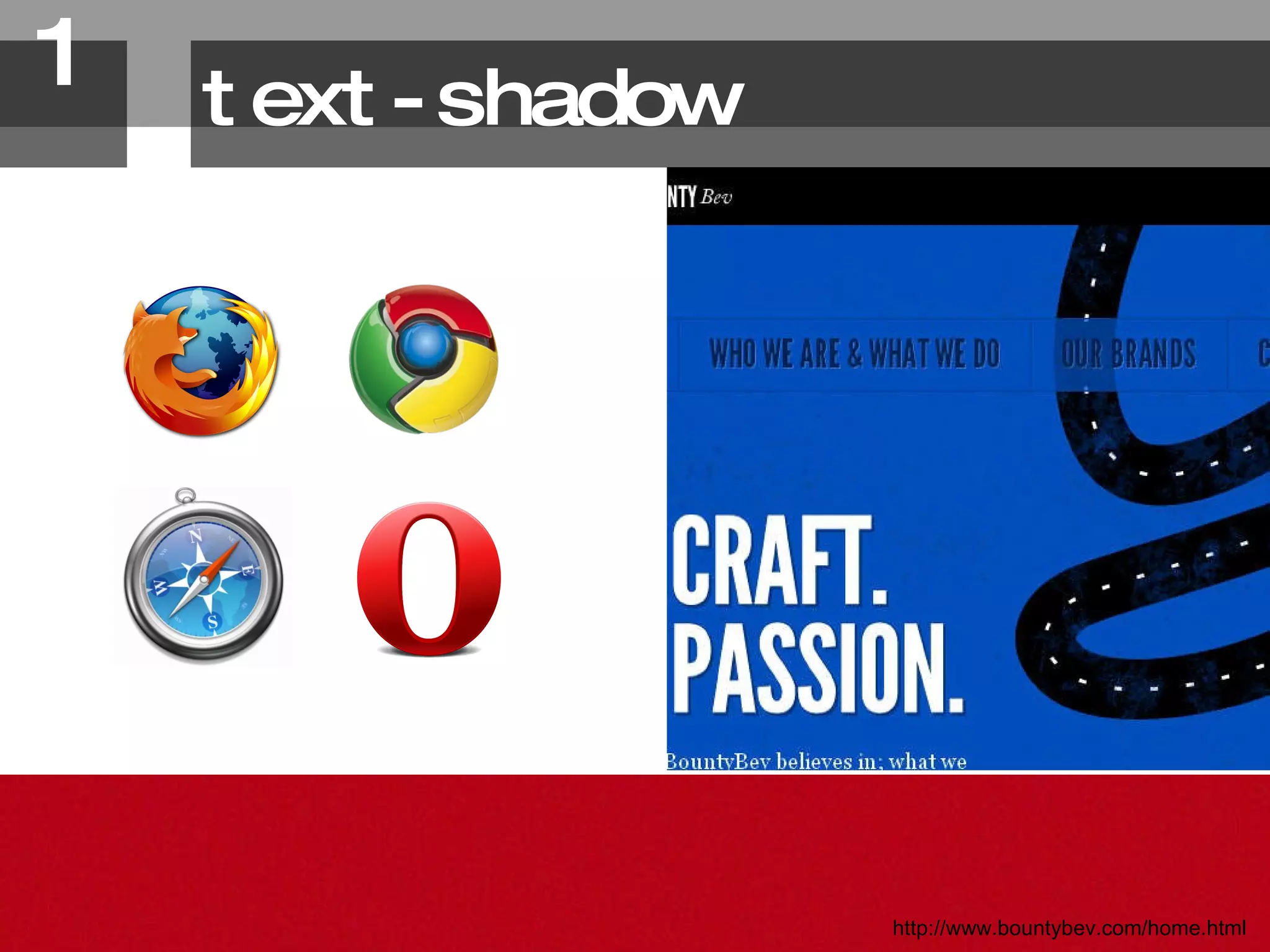 text-shadow 1. http://www.bountybev.com/home.html 