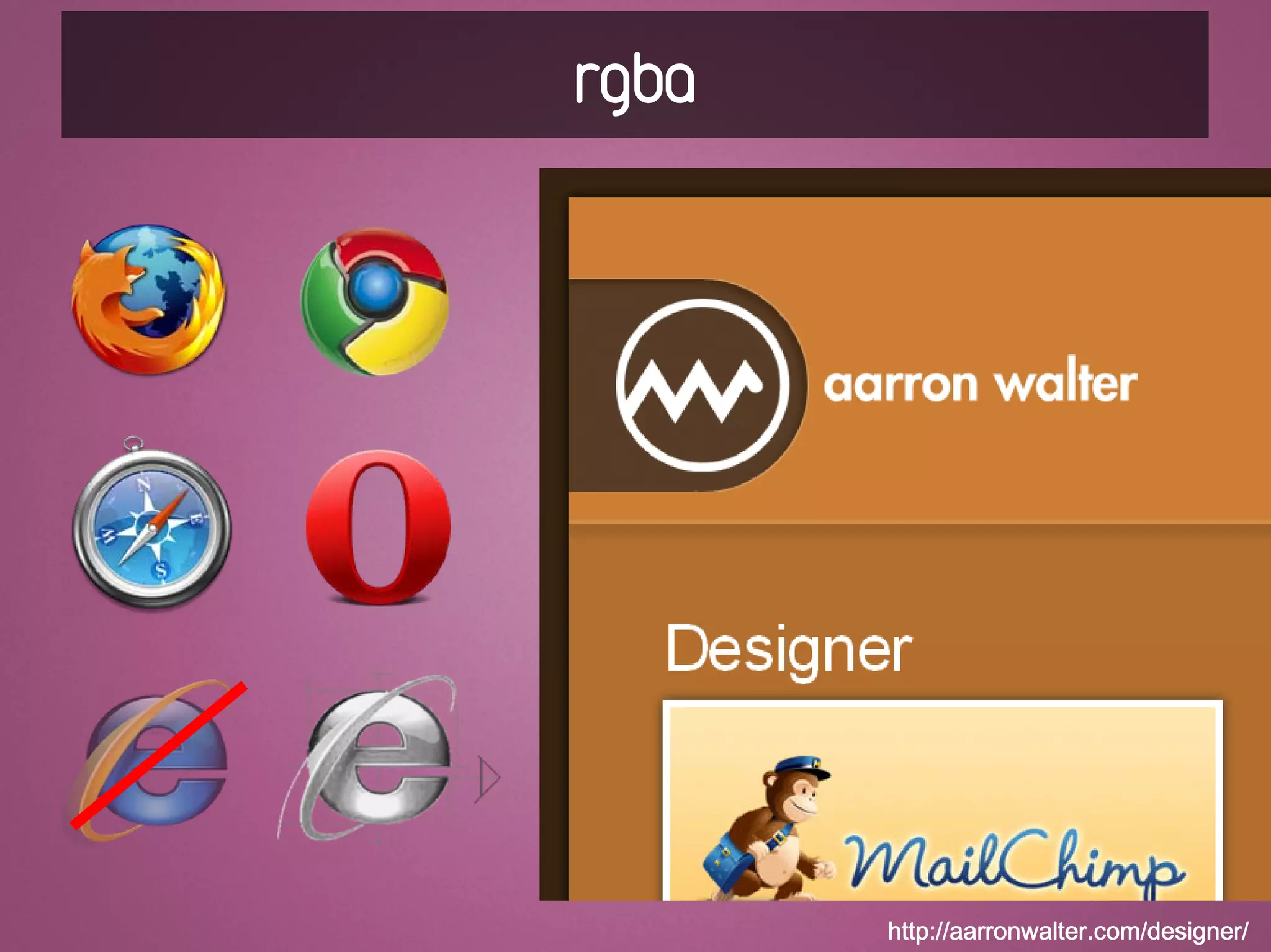 rgba




       http://aarronwalter.com/designer/
 