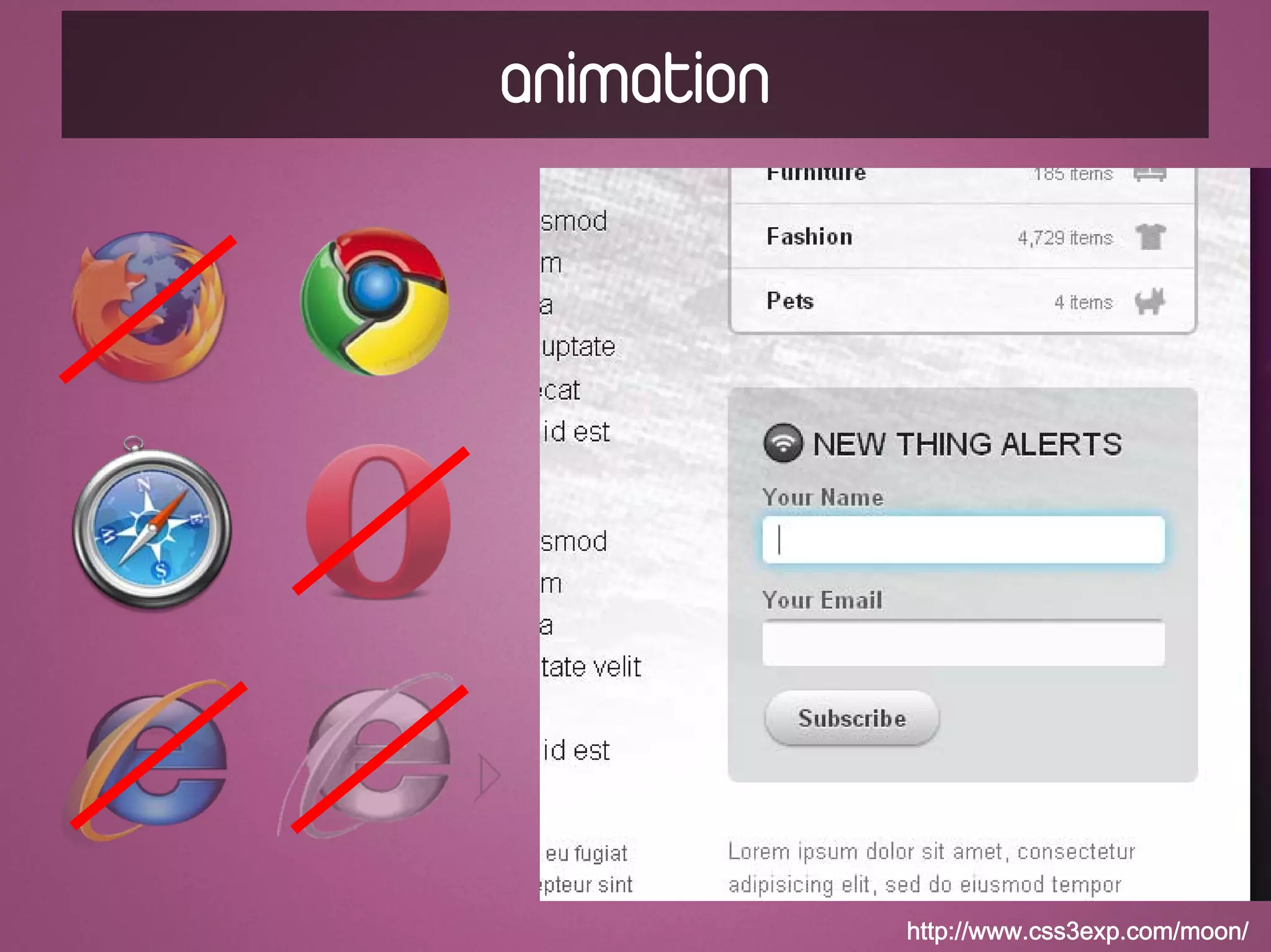animation




            http://www.css3exp.com/moon/
 