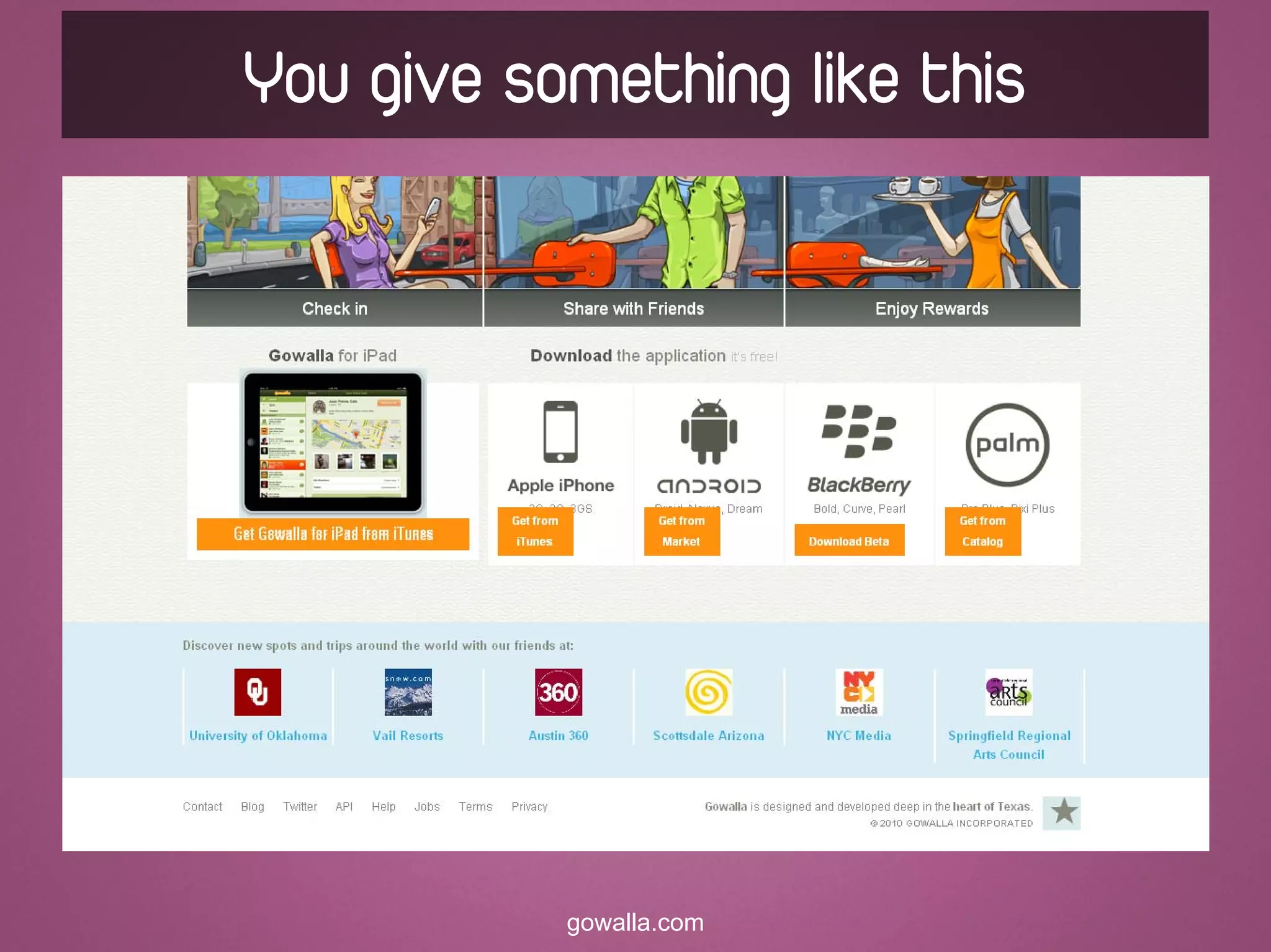 You give something like this




           gowalla.com
 
