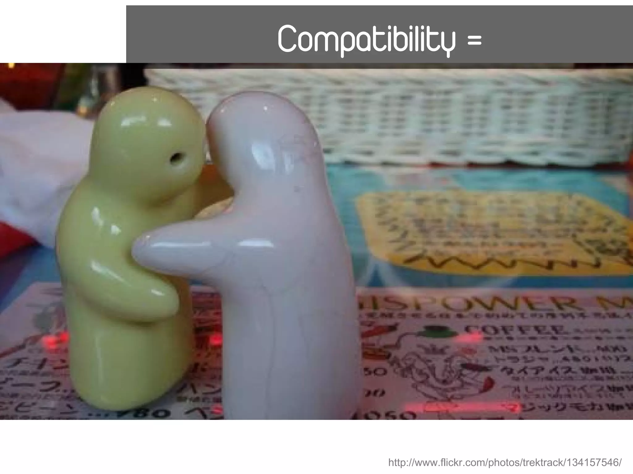 Compatibility =




        http://www.flickr.com/photos/trektrack/134157546/
 