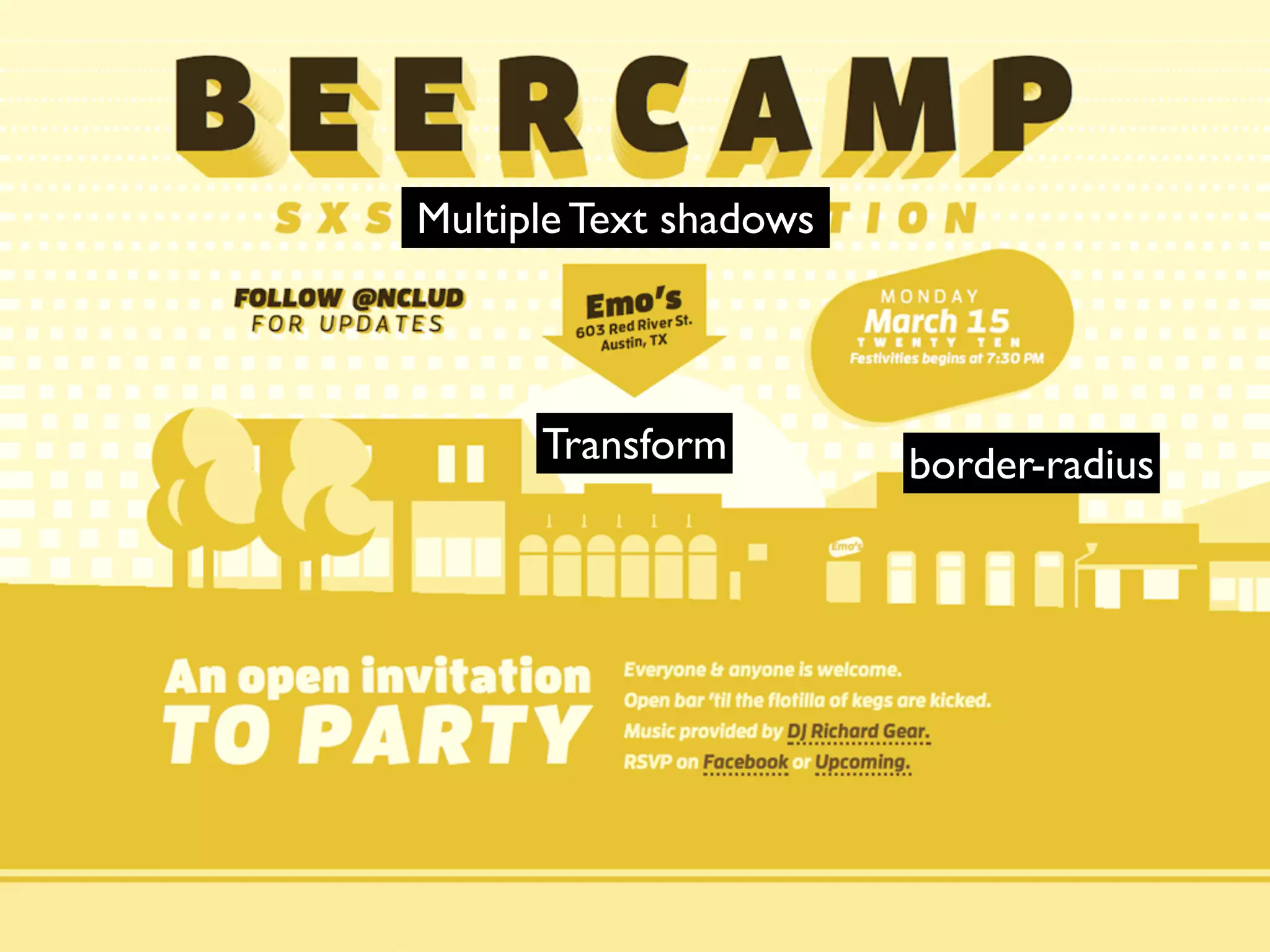 Multiple Text shadows




      Transform         border-radius
 