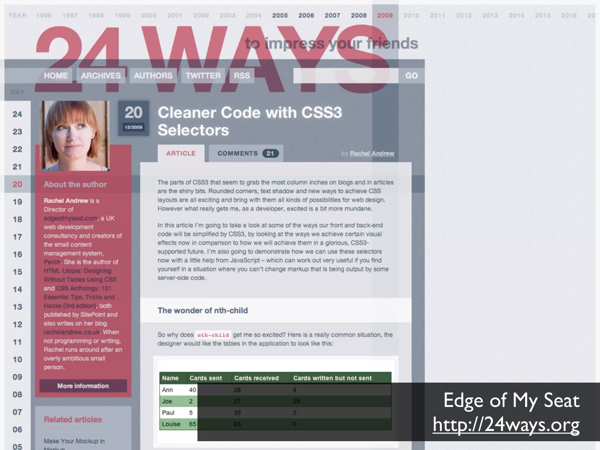 Edge of My Seat
http://24ways.org
 