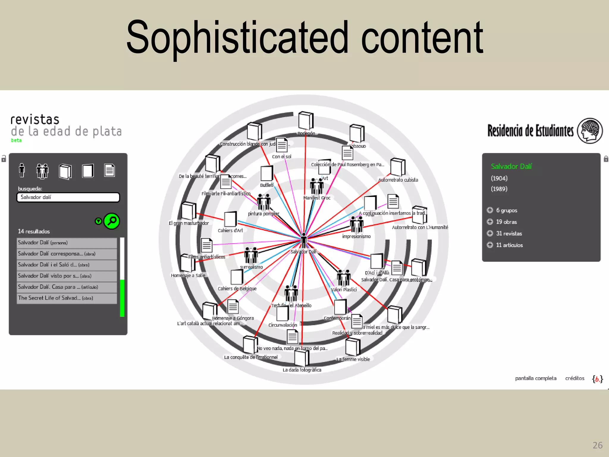 Sophisticated content 
26  