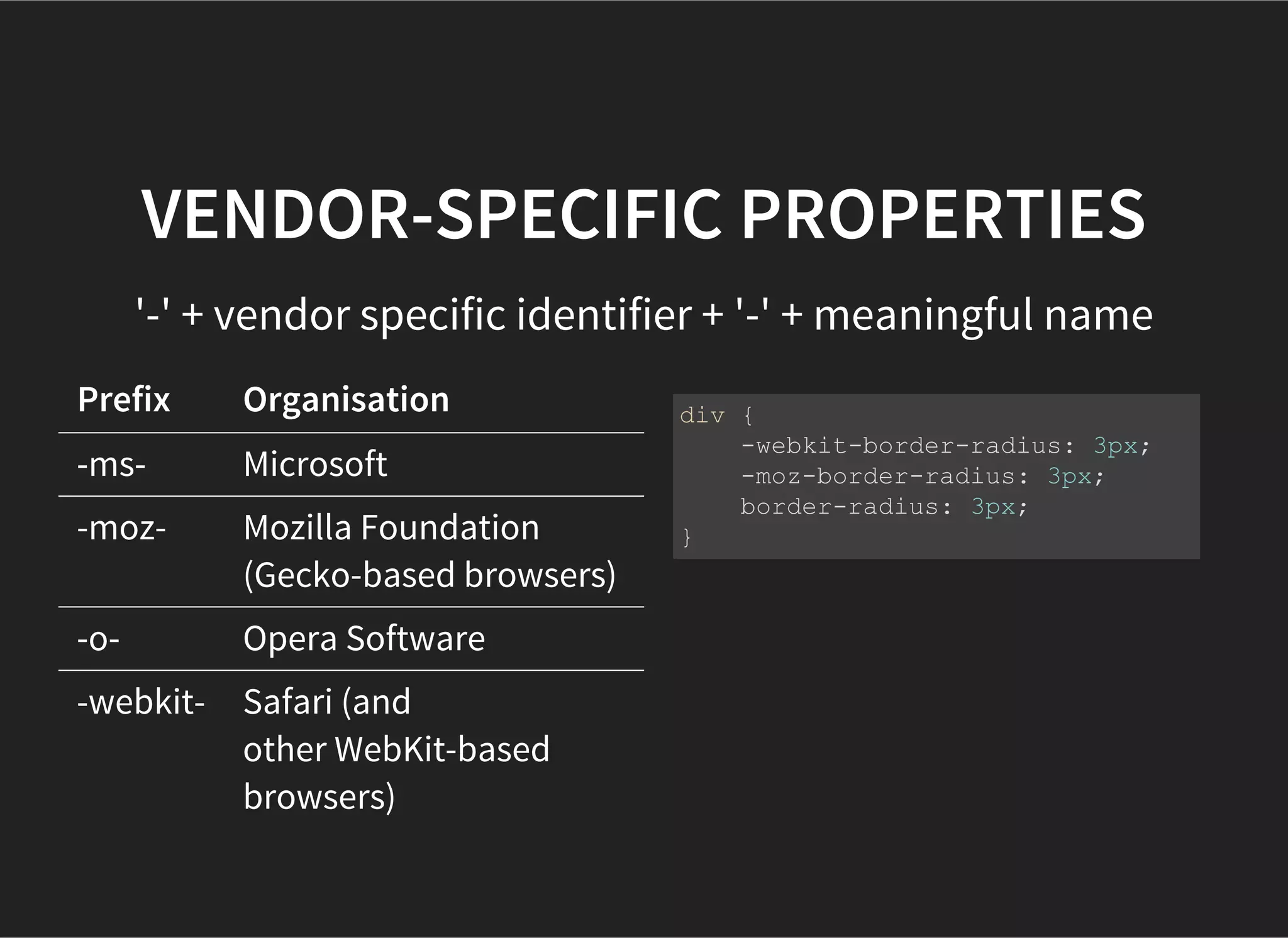 BACKGROUND
<style>
</style>
<div class="background"></div>
    .background {
        width: 500px;
        height: 250px;
        background­image: url('images/workshop/sheep.png'
        url('images/workshop/betweengrassandsky.png');
        background­position: center bottom, left top;
        background­repeat: no­repeat;
    }
 