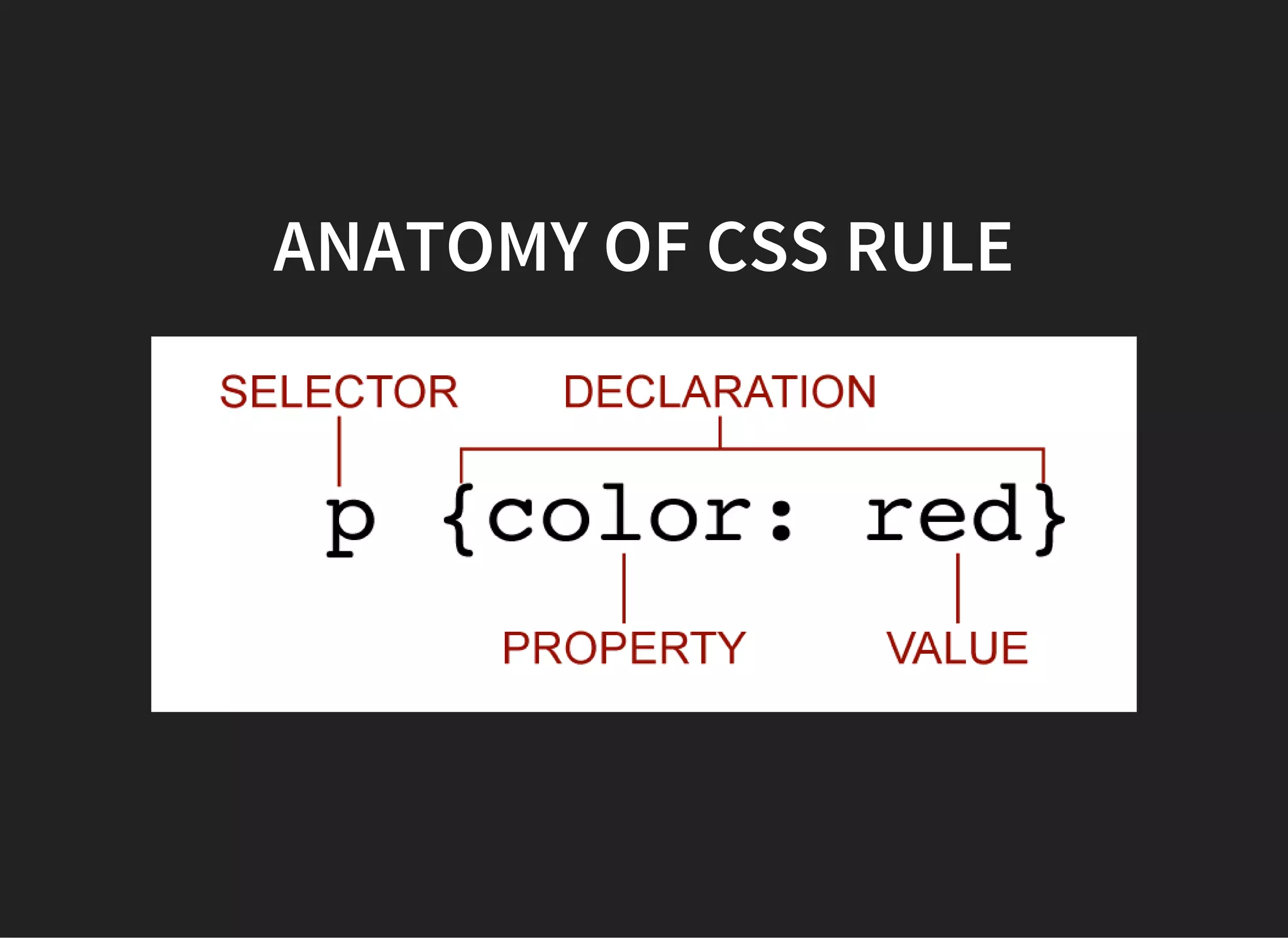 ANATOMY OF CSS RULE
 