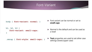 Small Caps Html CSS Basics (Cascading Style Sheet) | PPTX