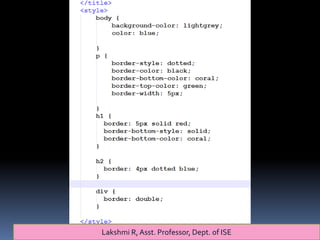 Lakshmi R, Asst. Professor, Dept. of ISE
 