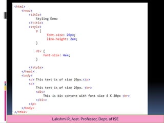 Lakshmi R, Asst. Professor, Dept. of ISE
 