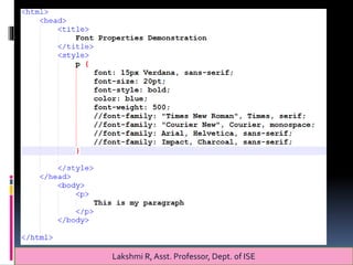 Lakshmi R, Asst. Professor, Dept. of ISE
 