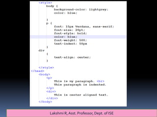 Lakshmi R, Asst. Professor, Dept. of ISE
 