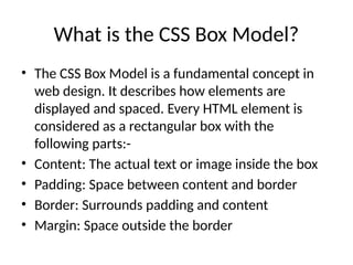 CSS Box Model Presentation. Concept of DIV | PPTX