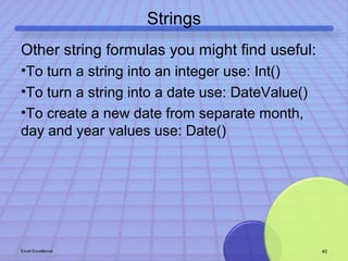 Excel Excellence (Microsoft Excel training that "sticks"): Formulas | PPT