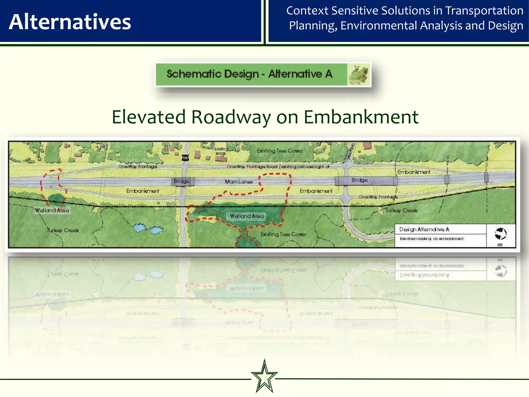 Context Sensitive Solutions in Transportation
Alternatives               Planning, Environmental Analysis and Design




          Elevated Roadway on Embankment
 