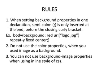 Css color and background properties | PPTX