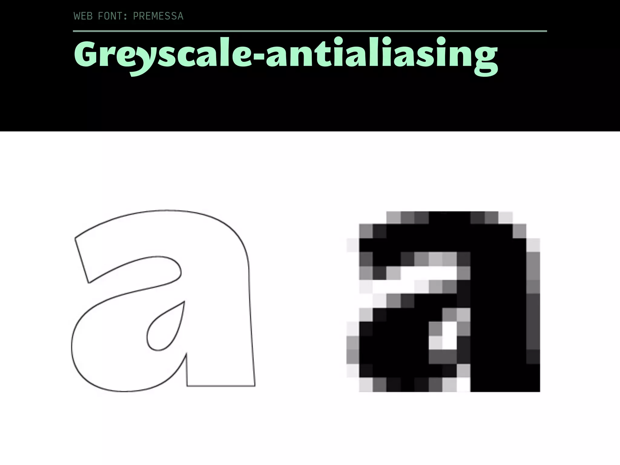 Greyscale-antialiasing
WEB FONT: PREMESSA
 