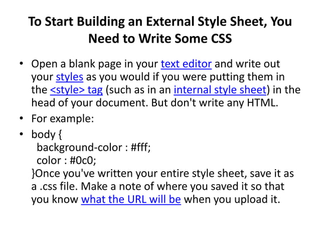 Css external style sheet | PPT